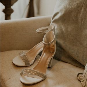 White rhinestone heels